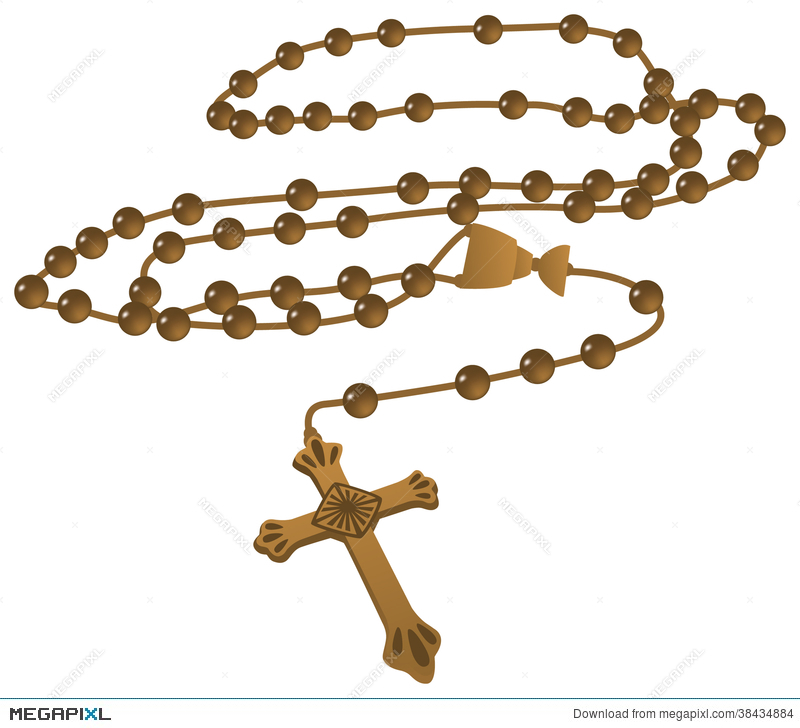 800x728 Elegant Brown Catholic Rosary Vector Illustration
