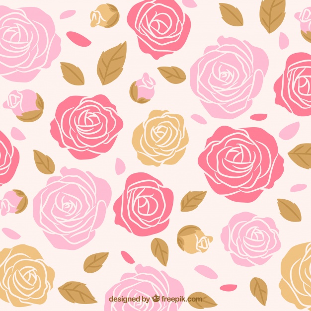 626x626 Hand Drawn Roses Background With Leaves Vector Free Download