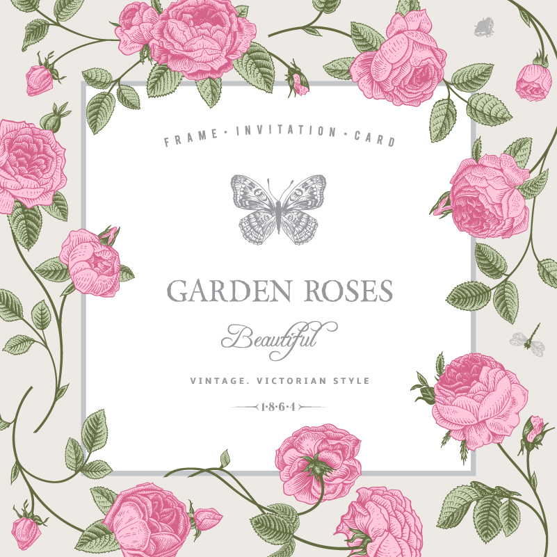 801x801 Pink Roses Decorated Text Background Vector Free Vector Graphic