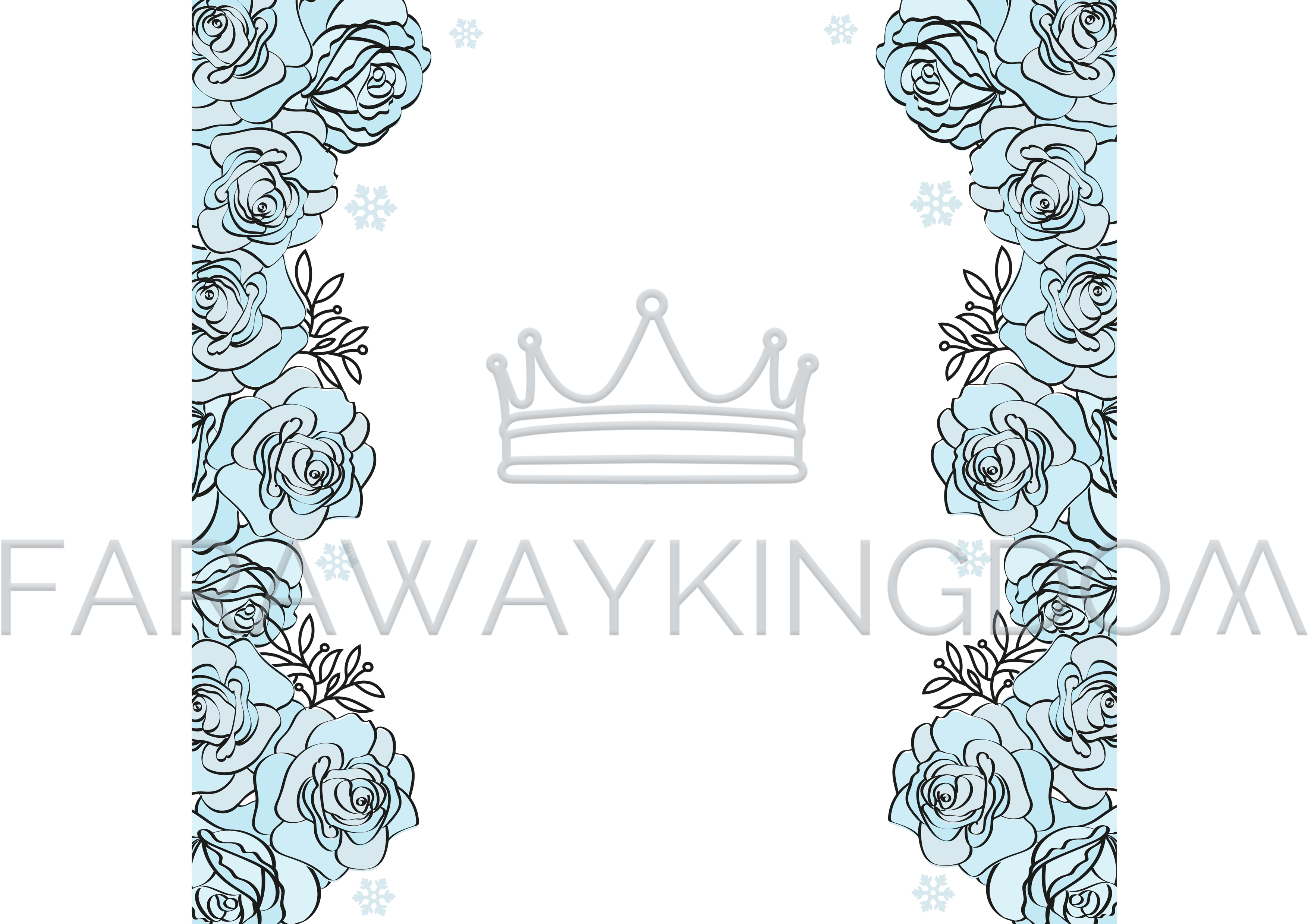 3508x2480 Blue Rose Background Wedding Cartoon Vector Illustration Set