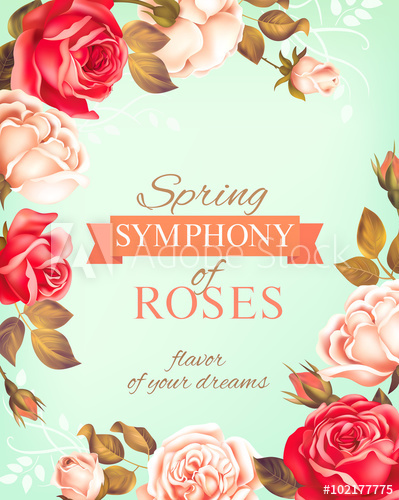 Romantic Background With Rose Border Vector Illustration 399x500 Romantic Background With Rose Border Vector Illustration