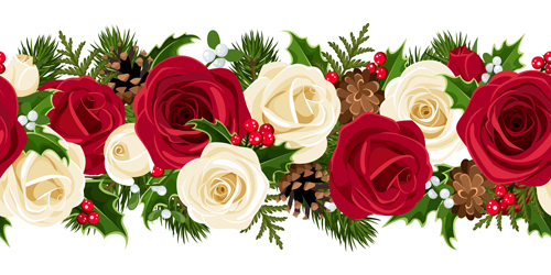 Christmas Holly Berries And Fir Cone With Rose Border Vector Free 500x250 Christmas Holly Berries And Fir Cone With Rose Border Vector Free