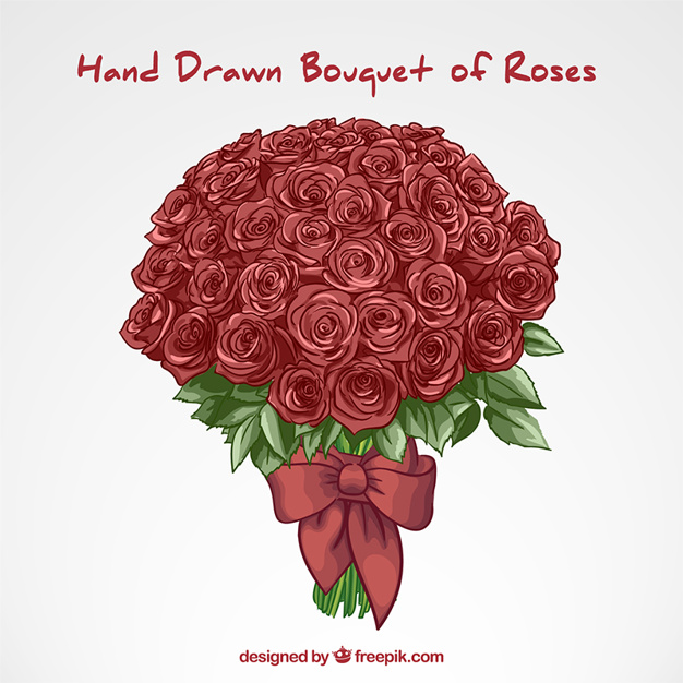 626x626 Hand Drawn Roses Bouquet Vector Free Download