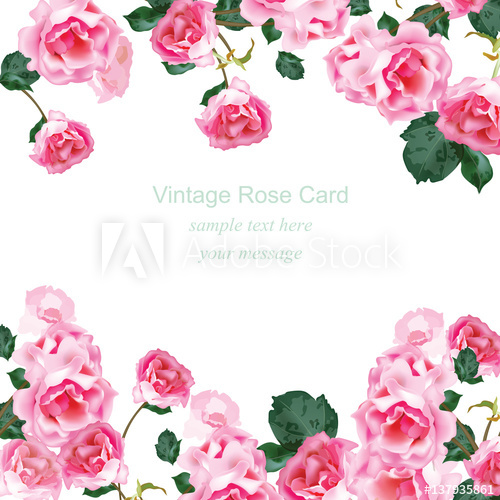 500x500 Invitation Card With Watercolor Vintage Roses Bouquet Vector