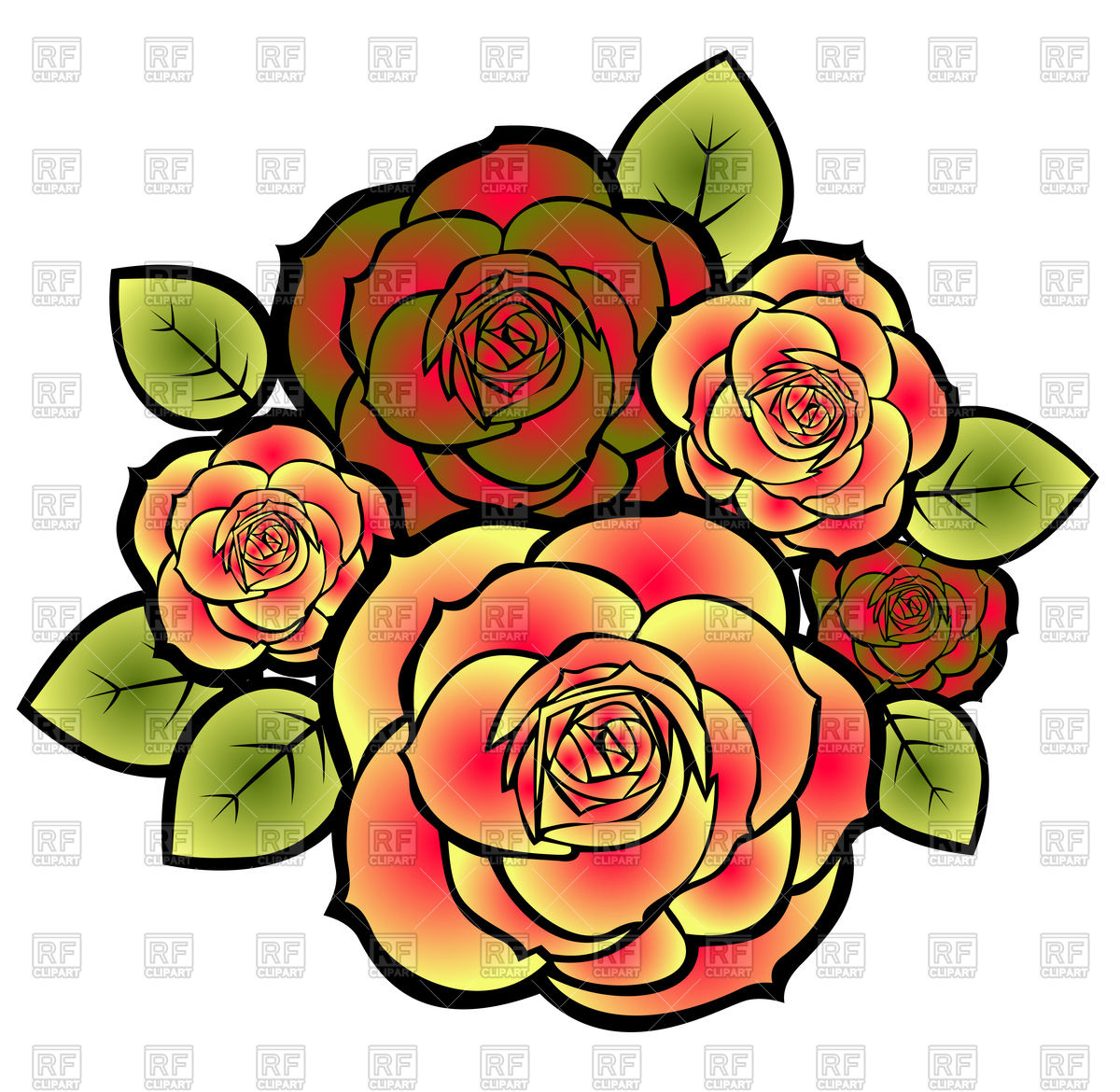 1200x1170 Stylized Roses Bouquet Vector Image Of Plants And Animals
