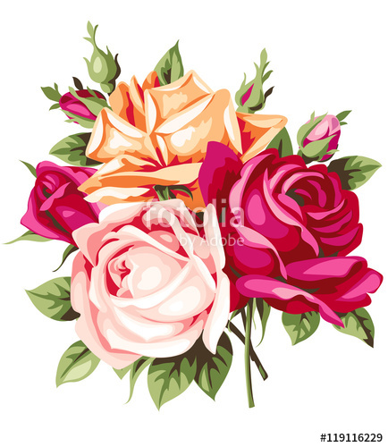 434x500 Vintage Bouquet Vector Decorative Roses Stock Image And Royalty