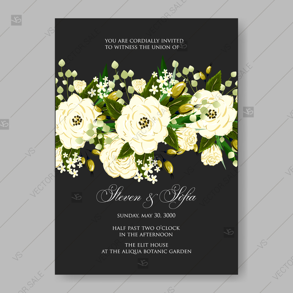 600x600 White Peony Rose And Greenery Wedding Invitation Floral Bridal