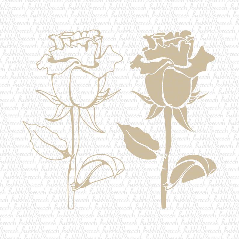 794x794 Side Rose Bud With Stem Decal Clipart Flower Vector Art Etsy