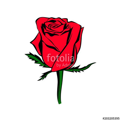 500x500 Vector Rose Bud Colored Silhouette Logo, Tattoo Or Emblem Of Rose