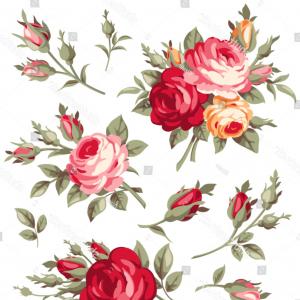 300x300 Decorative Vintage Rose Bud Vector Set Createmepink