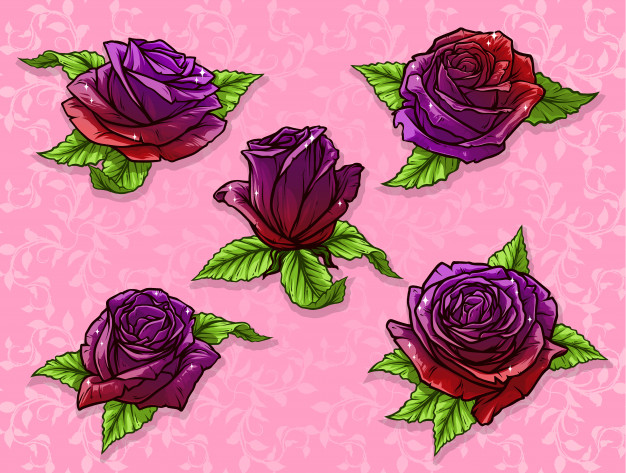 626x473 Graphic Detailed Cartoon Rose Bud Vector Set Vector Premium Download