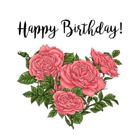 Postcard Coral Roses Hand Drawing Vector Illustration 490x490 Postcard Coral Roses Hand Drawing Vector Illustration