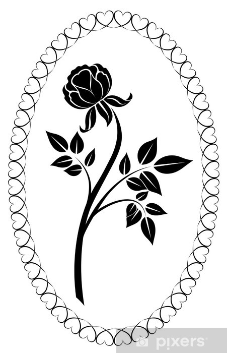 Black And White Rose Drawing Vector Illustration Wall Mural 451x700 Black And White Rose Drawing Vector Illustration Wall Mural