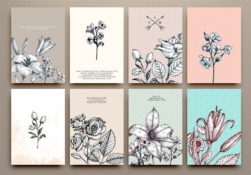 Cards Flowers Hand Drawing Vector Free Download 500x349 Cards Flowers Hand Drawing Vector Free Download