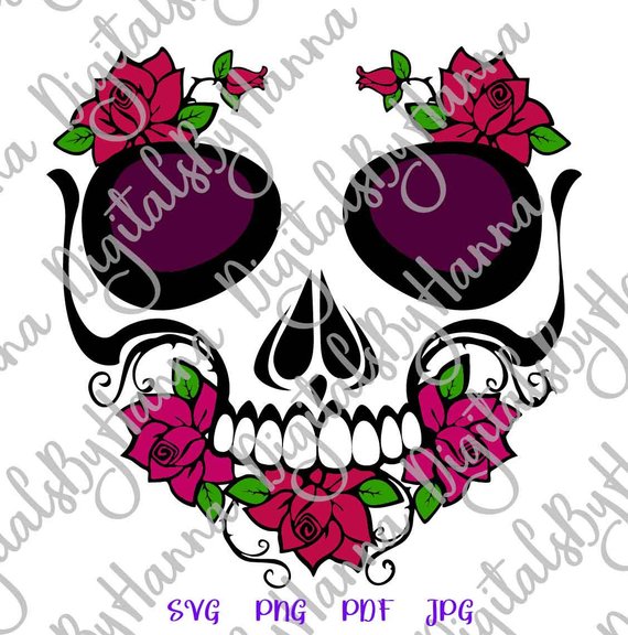 570x576 Sugar Skull For Cricut Calavera Rose Flower Vector