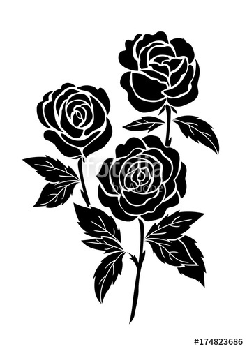 354x500 Isolated Black Rose, Flower Tattoo Illustration, Silhouette