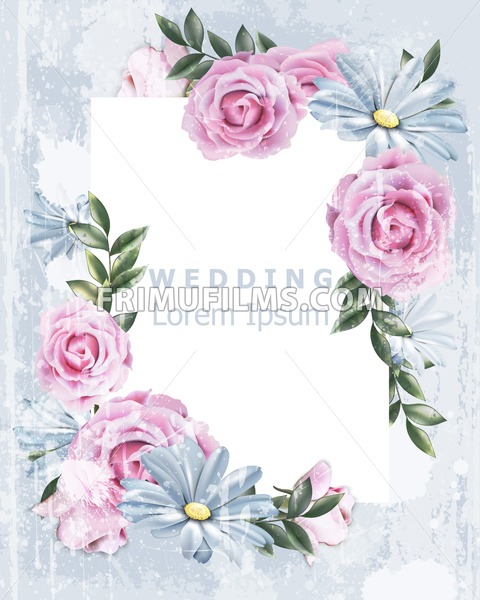 480x600 Delicate Vintage Frame With Rose Flowers Vector Wedding