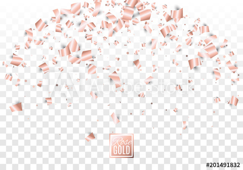 500x350 Rose Gold Foil Paper Confetti Chaotic Falling On Transparent