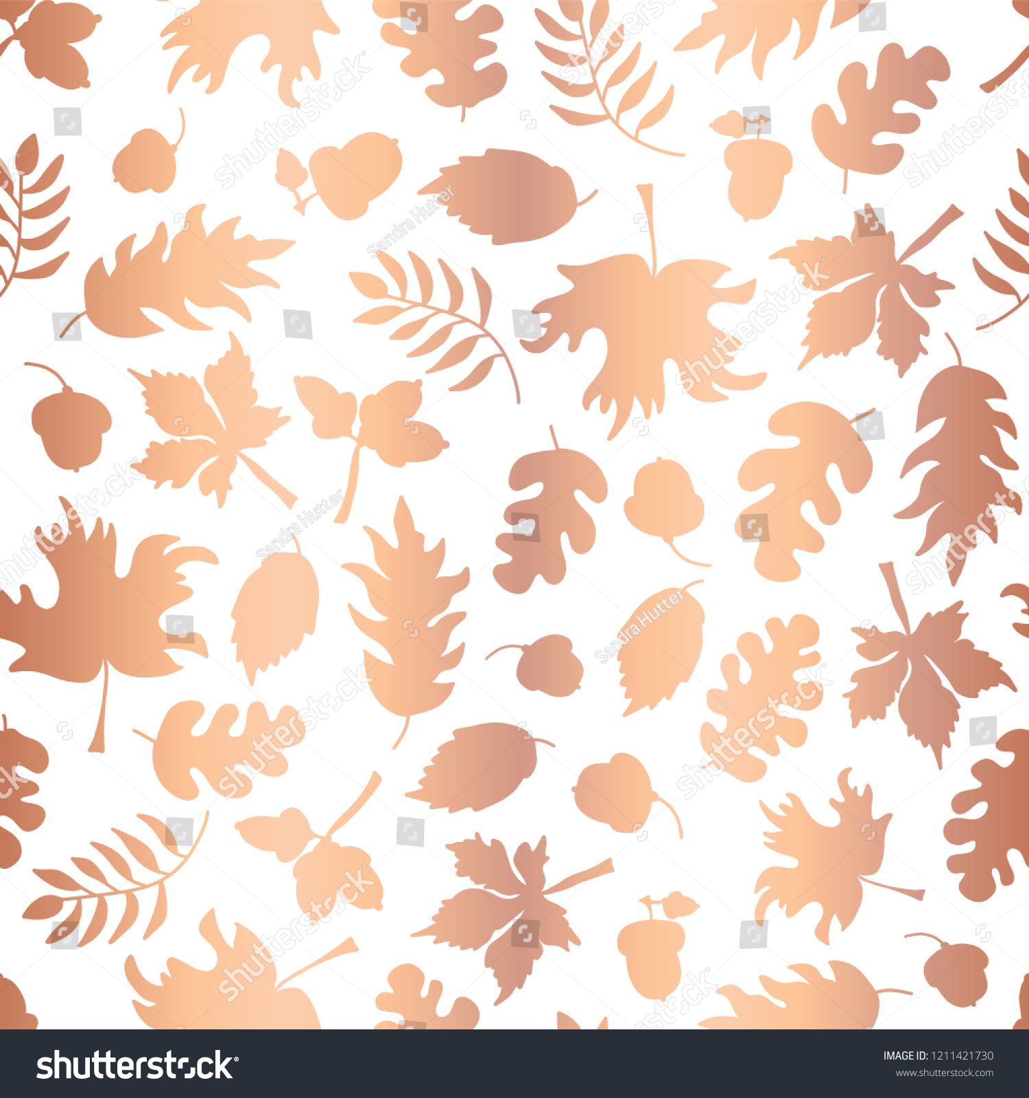 Rose Gold Foil Autumn Leaf Silhouettes Seamless Vector Background 1500x1600 Rose Gold Foil Autumn Leaf Silhouettes Seamless Vector Background