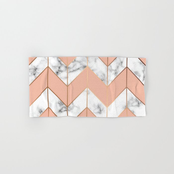 700x700 Luxe Rose Gold Vector On Black And White Marble Hand Bath Towel