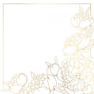 300x300 Rose Peony Flowers Border Frame Corner Bright Gold Vector