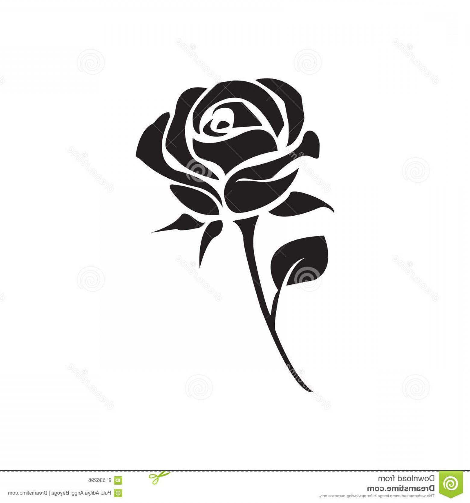 1560x1668 Stock Illustration Flat Black Rose Icon Simple Vector Image