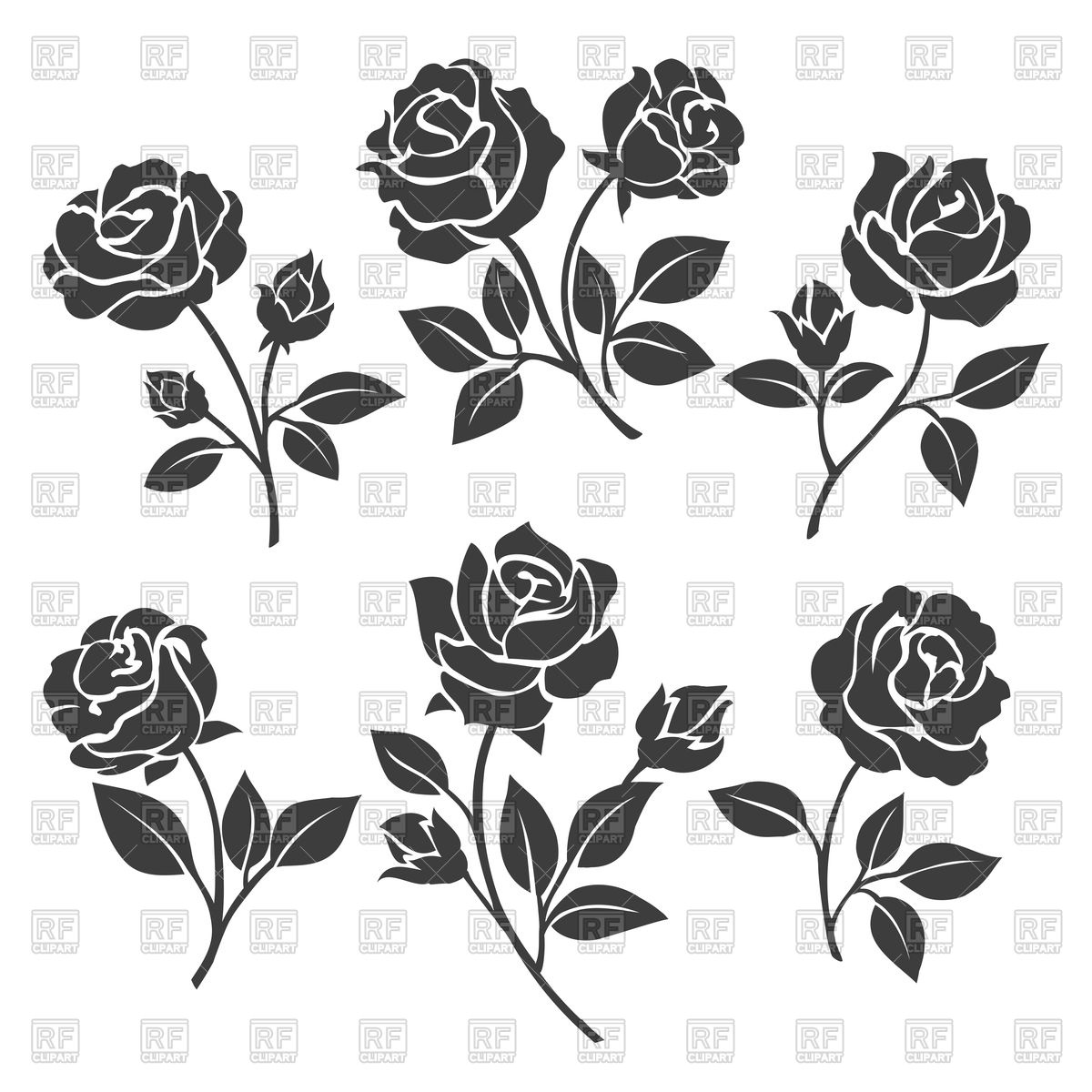 1200x1200 Rose Silhouettes Illustration Vector Image Of Plants And Animals