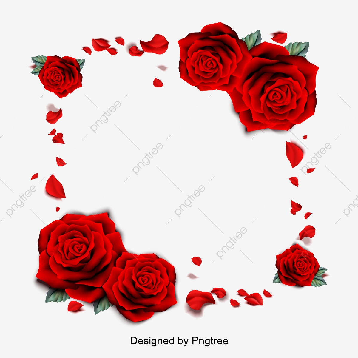1200x1200 Vector Illustration Of Red Rose Petal Borders Romantic Valentines