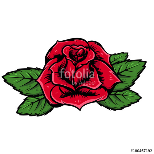 500x500 Cartoon Rose Illustration Isolated On White Background Vector