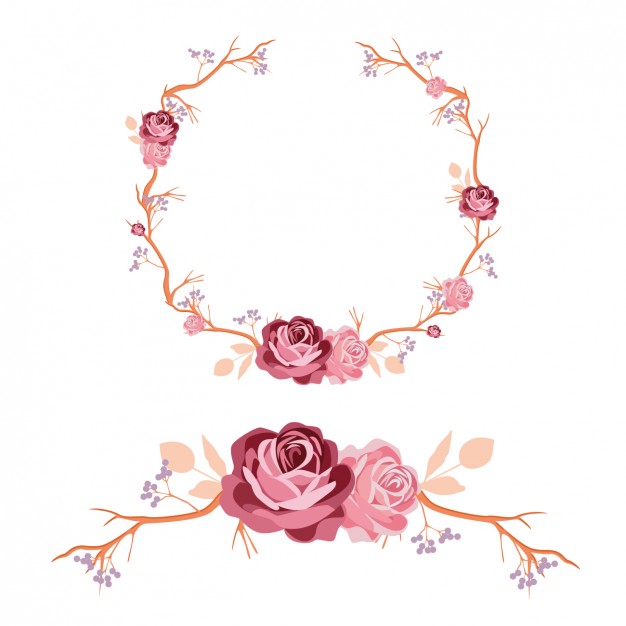 Roses Wreath And Ornament Design Vector Free Download 626x626 Roses Wreath And Ornament Design Vector Free Download