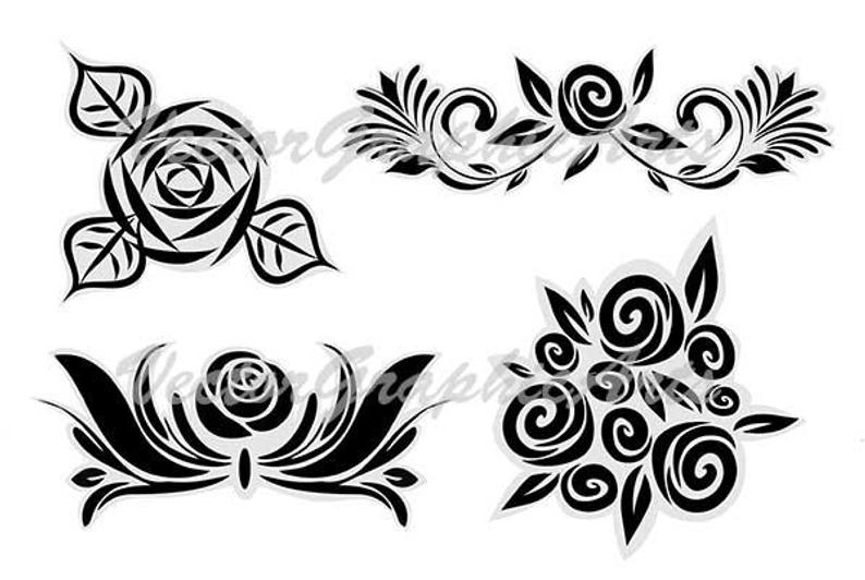 Vector Rose Ornament For Your Design Set Of Ornament For A Etsy 794x532 Vector Rose Ornament For Your Design Set Of Ornament For A Etsy