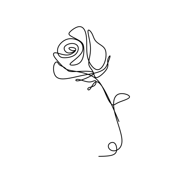 640x640 Rose One Line Drawing Vector Illustration Awesome Design, Stylized
