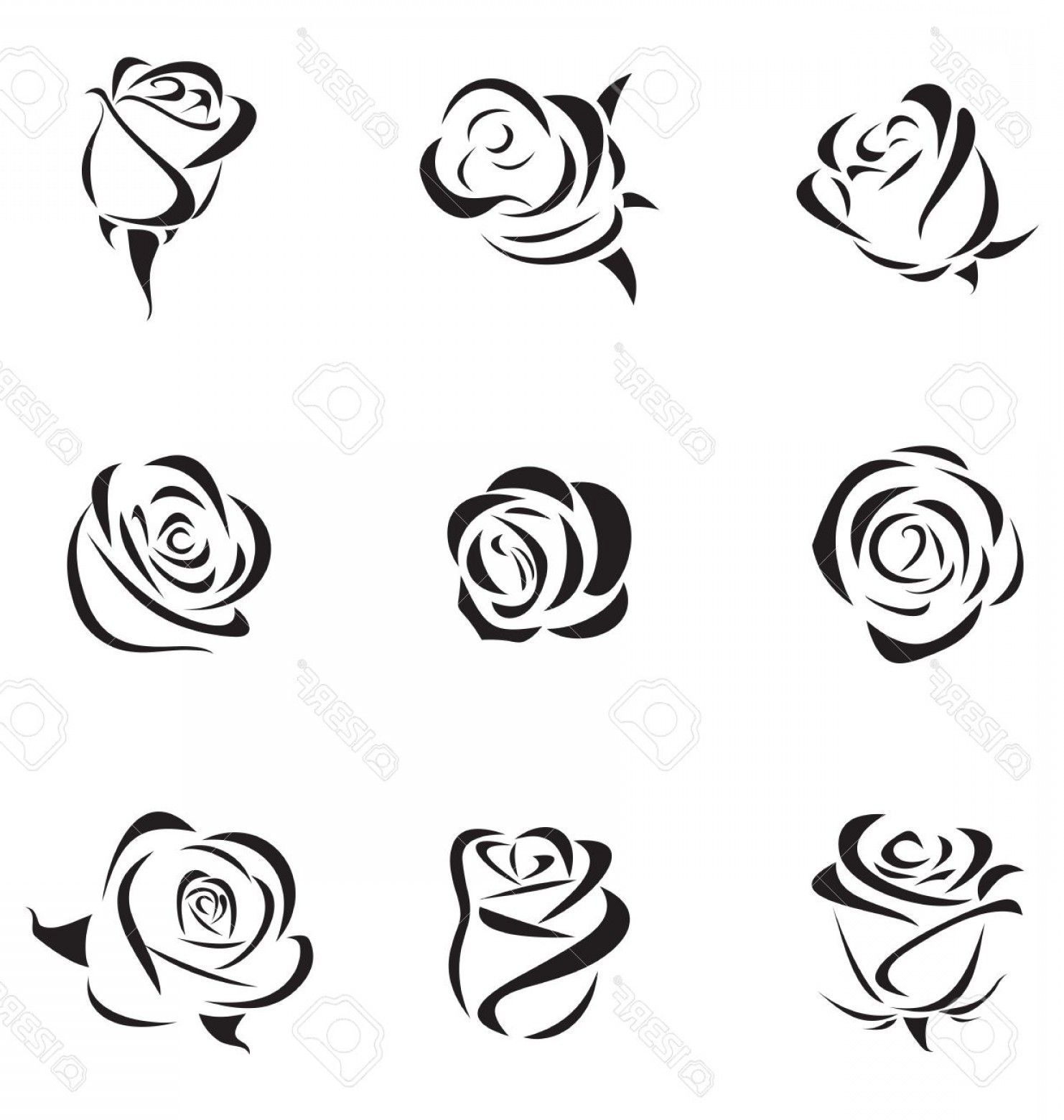 1482x1560 Simple Rose Silhouette Vector Photovector Illustration Of Outline