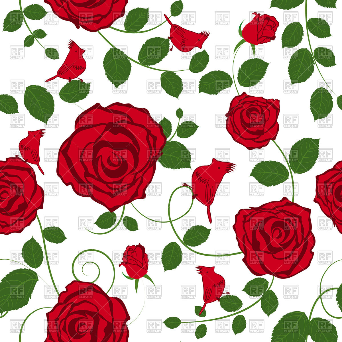 Seamless Red Roses Floral Pattern Vector Image Of Backgrounds 1200x1200 Seamless Red Roses Floral Pattern Vector Image Of Backgrounds