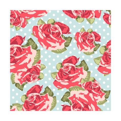 Beautiful Seamless Rose Pattern With Blue Polka Dot Background 473x473 Beautiful Seamless Rose Pattern With Blue Polka Dot Background