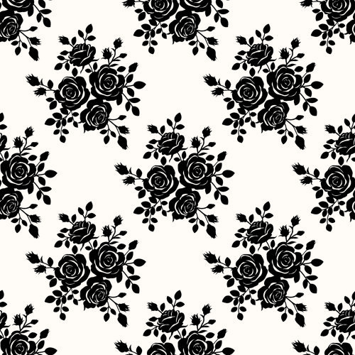 Black Roses Seamless Patterns Vector Graphics 500x500 Black Roses Seamless Patterns Vector Graphics