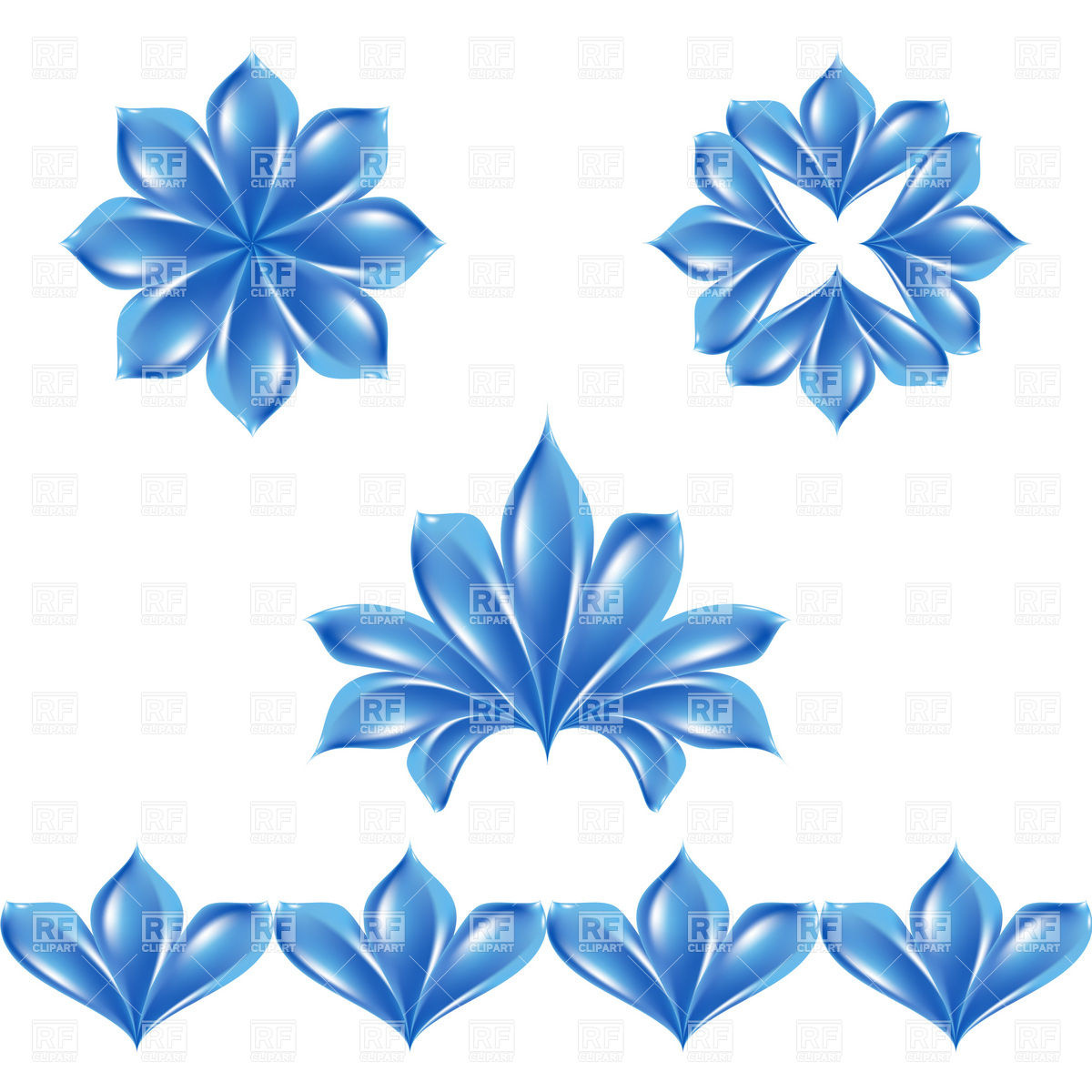1200x1200 Set Of Abstract Flowers And Petals Vector Image Of Borders