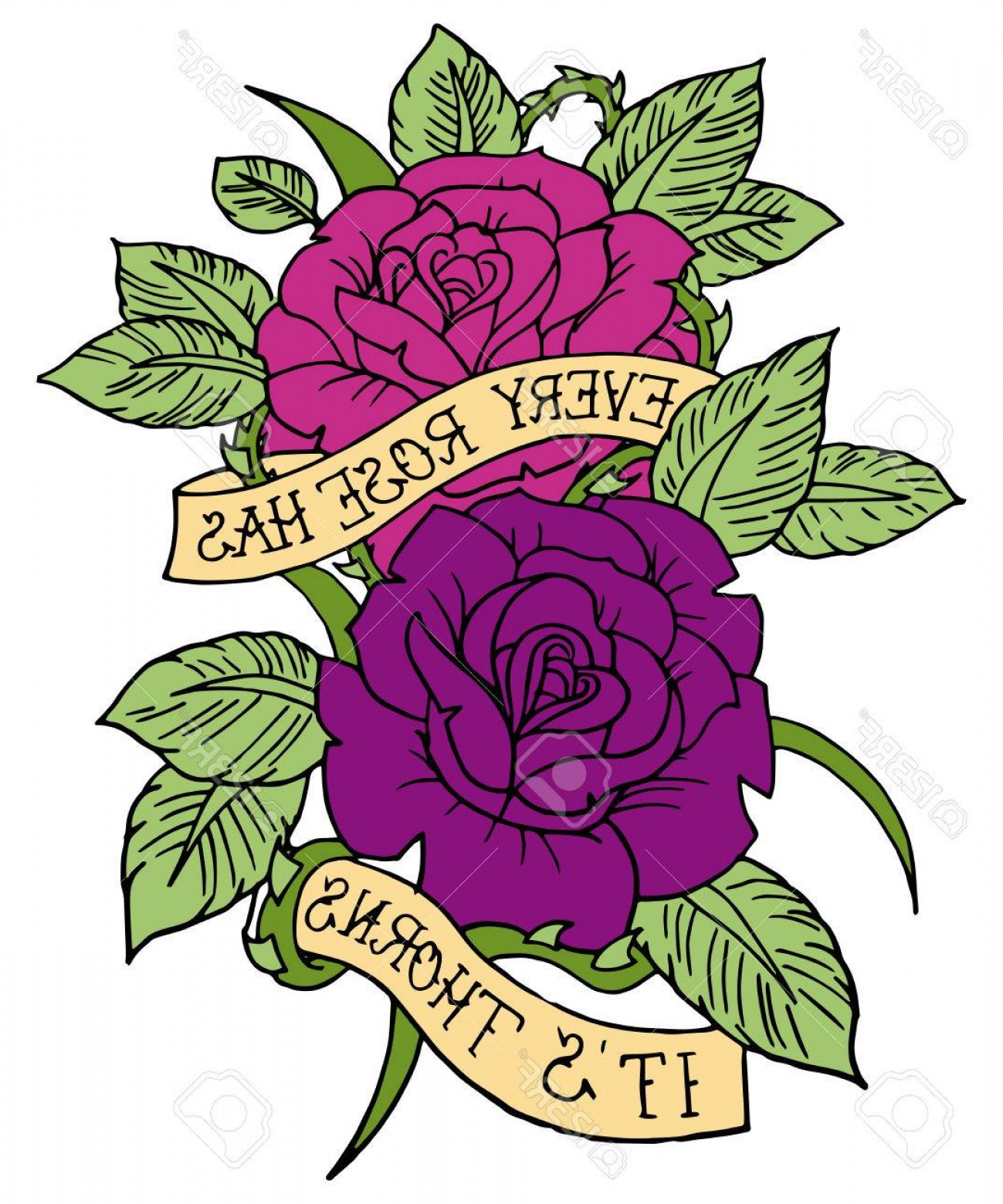 Photostock Vector Rose Tattoo Design Vector Banner Design Romantic 1299x1560 Photostock Vector Rose Tattoo Design Vector Banner Design Romantic