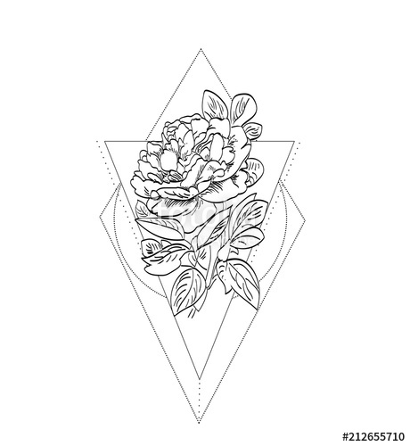 Geometric Rose Tattoo Rose Vector Illustration Hand Drawn Sketch 460x500 Geometric Rose Tattoo Rose Vector Illustration Hand Drawn Sketch