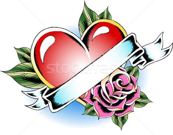 Heart With Rose Tattoo Vector Illustration Sau Kit Lai 600x469 Heart With Rose Tattoo Vector Illustration Sau Kit Lai
