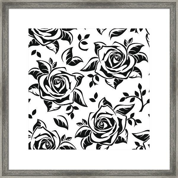Seamless Pattern With Black Silhouettes Of Roses Vector 600x600 Seamless Pattern With Black Silhouettes Of Roses Vector