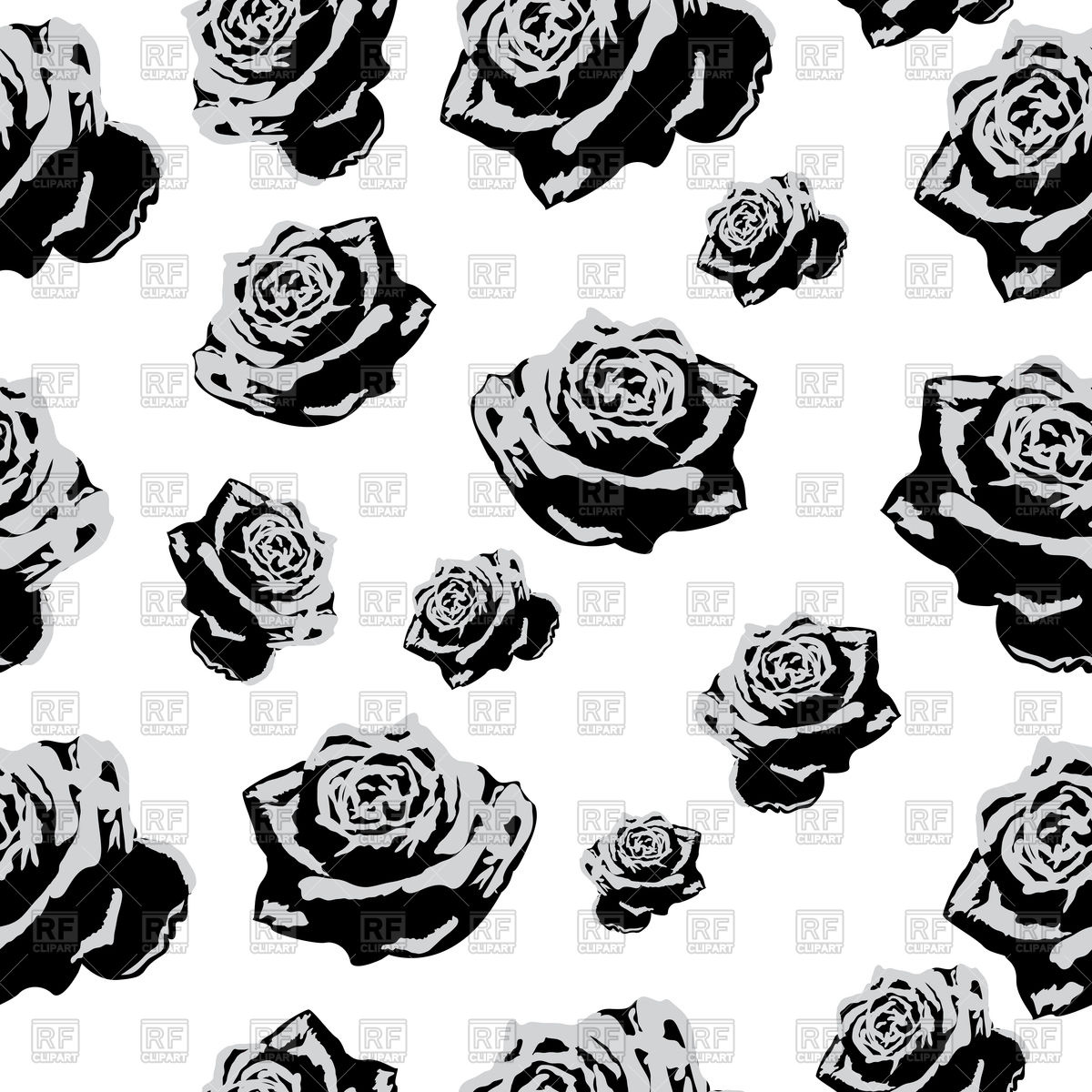 Seamless Pattern Black And White Flowers Roses Vector Image 1200x1200 Seamless Pattern Black And White Flowers Roses Vector Image