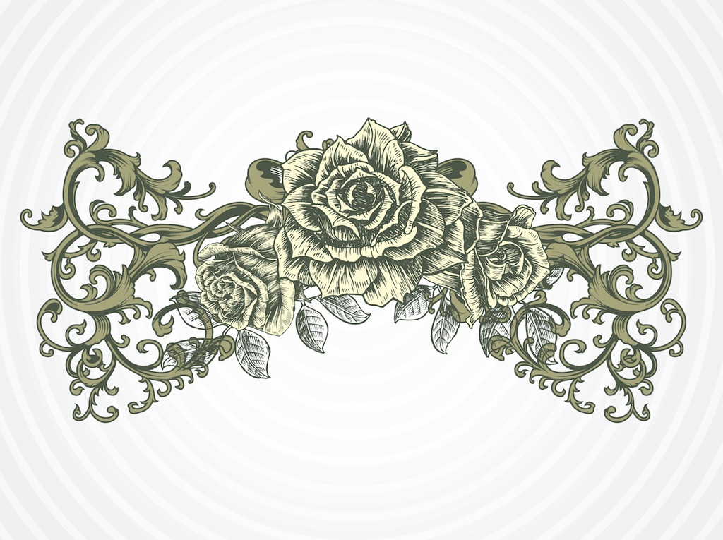 Antique Rose Vector Vector Art Graphics 1024x765 Antique Rose Vector Vector Art Graphics