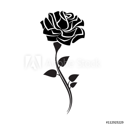 Black Silhouette Of Rose With Leaves Tattoo Style Rose Vector 500x500 Black Silhouette Of Rose With Leaves Tattoo Style Rose Vector