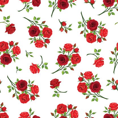 Seamless Pattern With Red Roses Vector Premium Clipart 416x416 Seamless Pattern With Red Roses Vector Premium Clipart