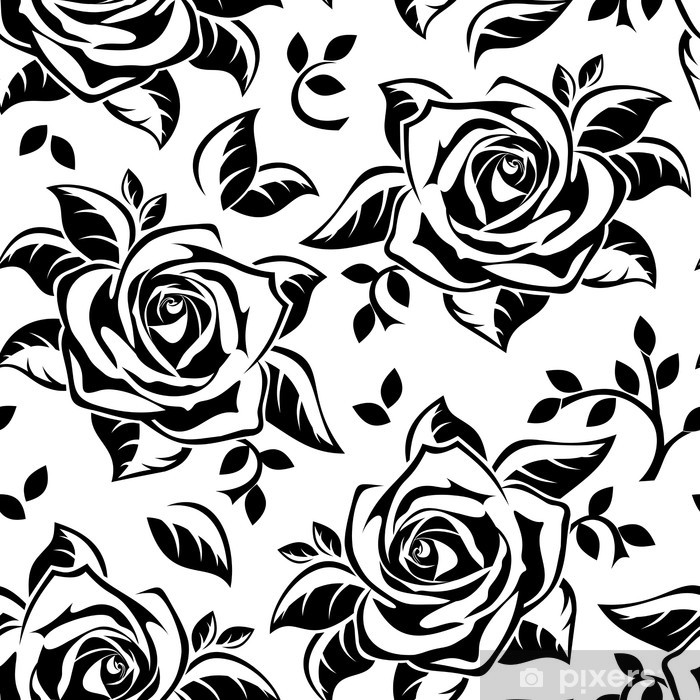 Seamless Pattern With Black Silhouettes Of Roses Vector Lack 700x700 Seamless Pattern With Black Silhouettes Of Roses Vector Lack