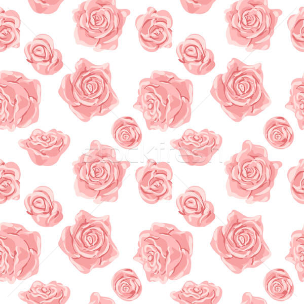 Seamless Pattern With Pink And White Roses Vector Illustration 600x600 Seamless Pattern With Pink And White Roses Vector Illustration