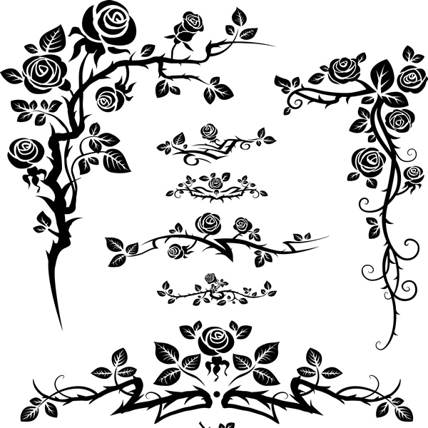 Black And White Rose Vines Vector Pattern Free Vector Free Download 600x600 Black And White Rose Vines Vector Pattern Free Vector Free Download