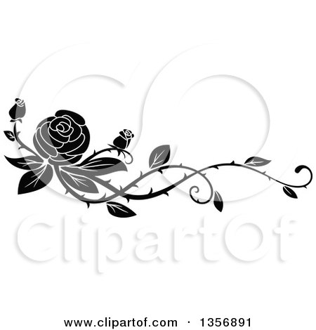 Clipart Of A Black And White Floral Rose Vine Border Design 450x470 Clipart Of A Black And White Floral Rose Vine Border Design