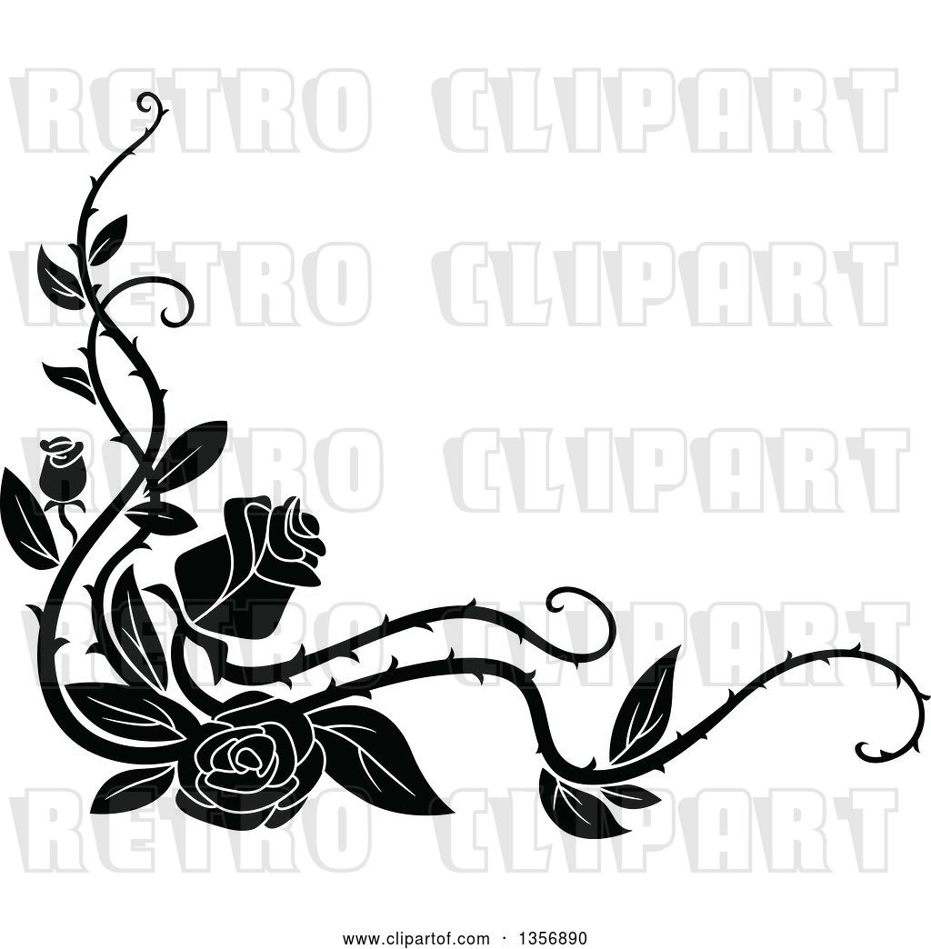 1024x1044 Vector Clip Art Of Retro Corner Floral Rose Vine Border Design